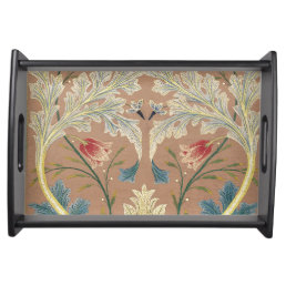 1875 Vintage William Morris Floral Embroidery Serving Tray