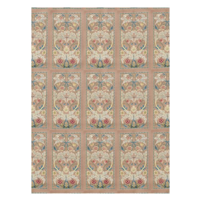 1875 Vintage William Morris Floral Embroidery Tablecloth (Front)