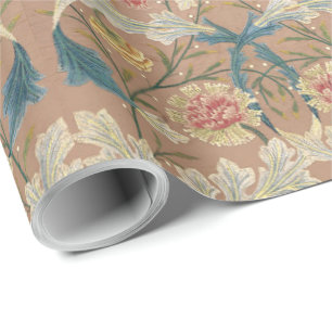 1875 Vintage William Morris Floral Embroidery Wrapping Paper