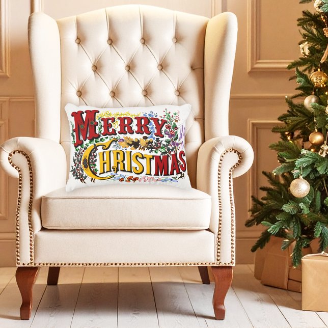 1876 Merry Christmas Colorful Accent Pillow (Creator Uploaded)
