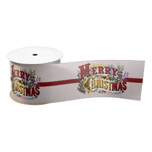 1876 Merry Christmas Colorful Satin Ribbon