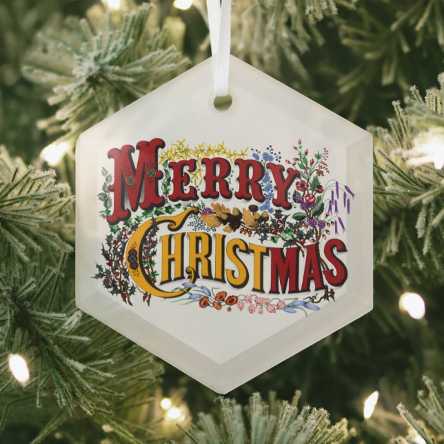 1876 Merry Christmas Glass Ornament (Insitu)
