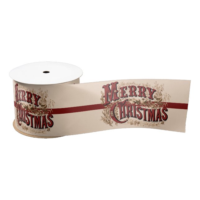 1876 Merry Christmas Gold Satin Ribbon (Spool)