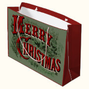 1876 Merry Christmas Green Large Gift Bag