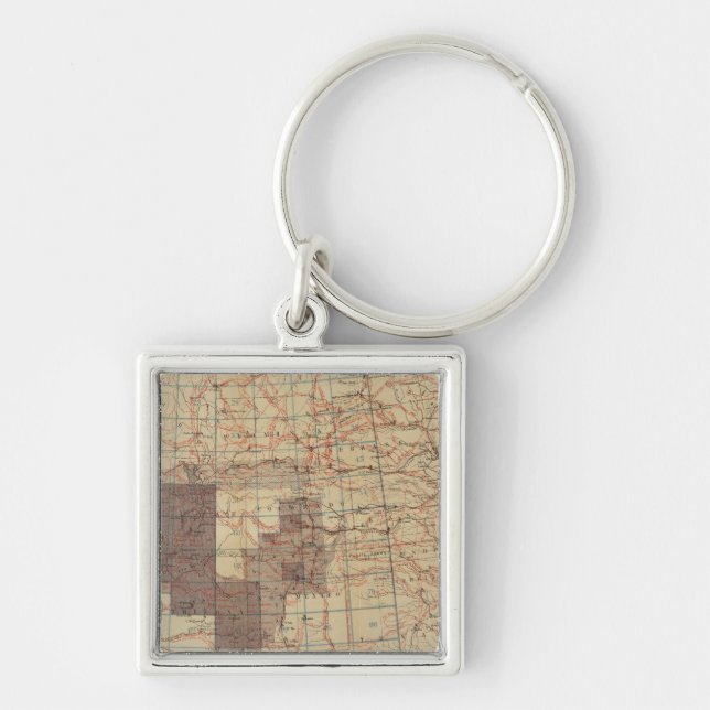 1876 Progress Map of The US Geographical Surveys Keychain (Front)