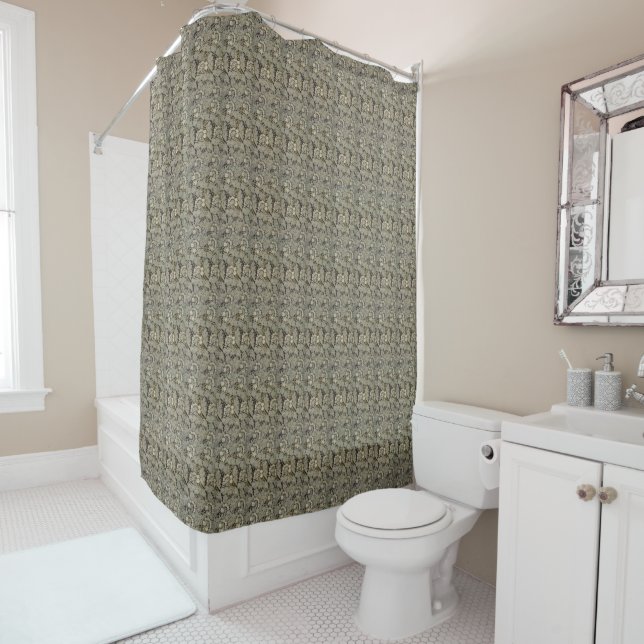 1876 Vintage William Morris  Anemone Shower Curtain (In Situ)
