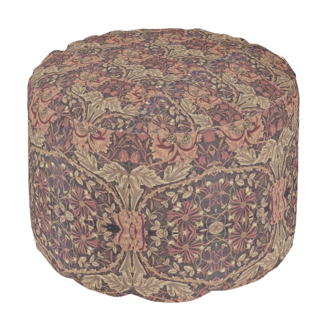 1876 Vintage William Morris Honeysuckle Pouf (Angled Back)