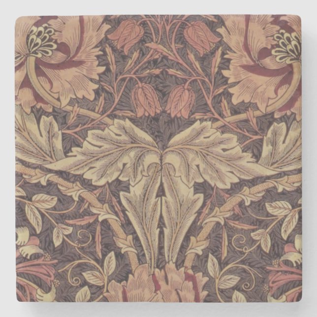 1876 Vintage William Morris Honeysuckle Stone Coaster (Front)