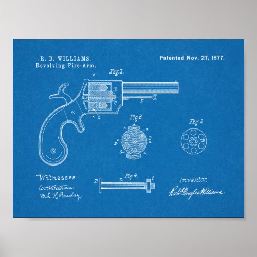 1877 Gun Revolver Patent Art Drawing Print