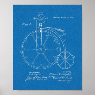 1878 High Wheeler Bicycle Design Patent Art Print