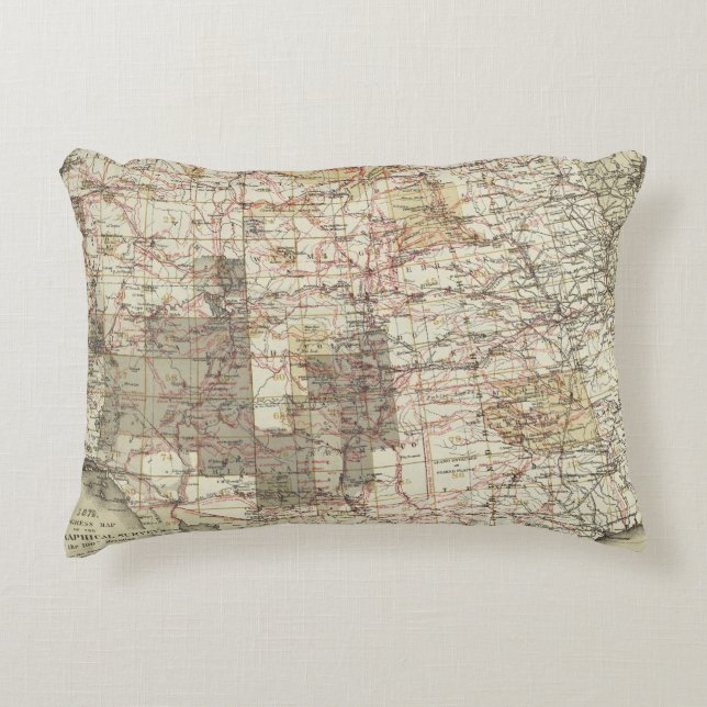 1878 Progress Map of The US Geographical Surveys Accent Pillow (Front)