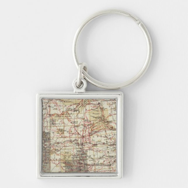 1878 Progress Map of The US Geographical Surveys Keychain (Front)
