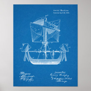 1879 Airship Boat Airplane Patent Drawing Print