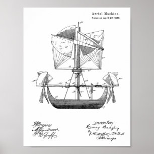 1879 Airship Boat Airplane Patent Drawing Print