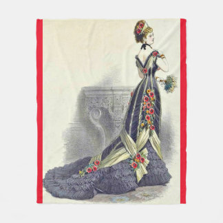 1879 ball gown fashion print fleece blanket