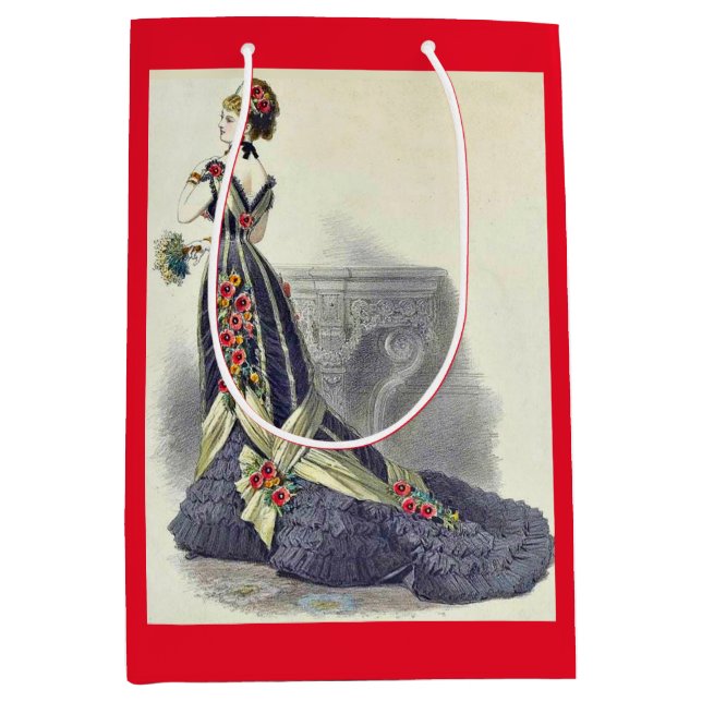 1879 ball gown fashion print  medium gift bag (Front)