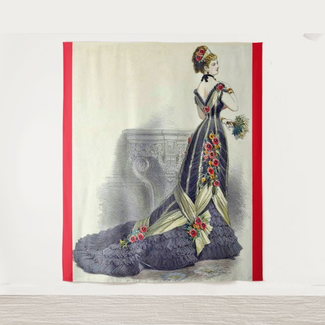  1879 ball gown fashion print  tapestry (Front)