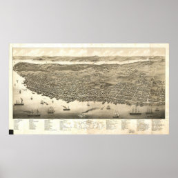1879 Halifax, Nova Scotia Bird&#39;s Eye Panoramic Map Poster