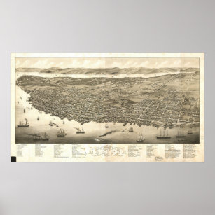 1879 Halifax, Nova Scotia Bird's Eye Panoramic Map Poster