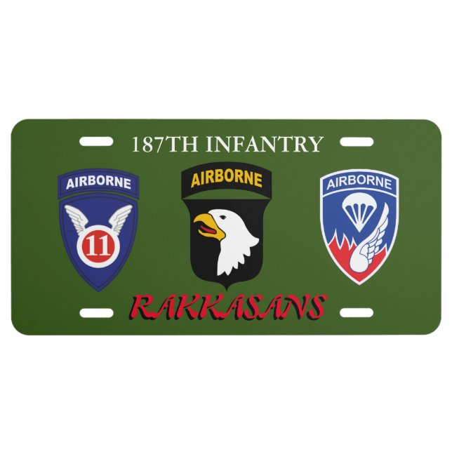 187TH INFANTRY RAKKASANS  LICENSE PLATE (Front)