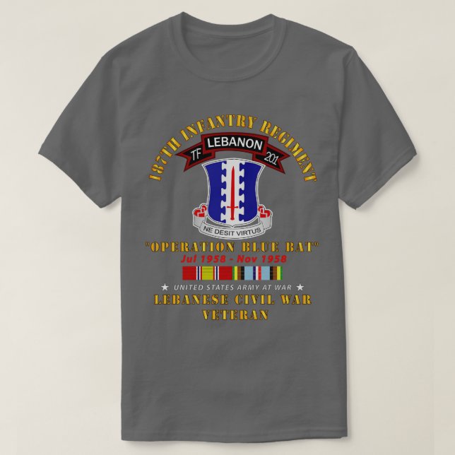 187th Infantry Regiment TF 201 Lebanon  w AFEM SVC T-Shirt (Design Front)