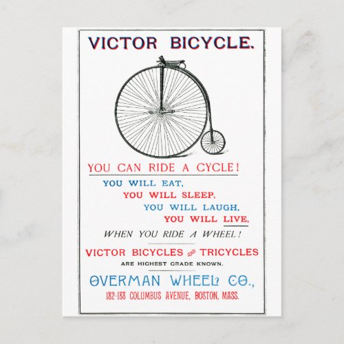 1880 Bicycle Poster Postcard