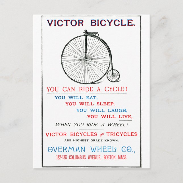 1880 Bicycle Poster Postcard (Front)