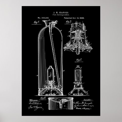 1880 Fire Extinguisher Patent  Poster