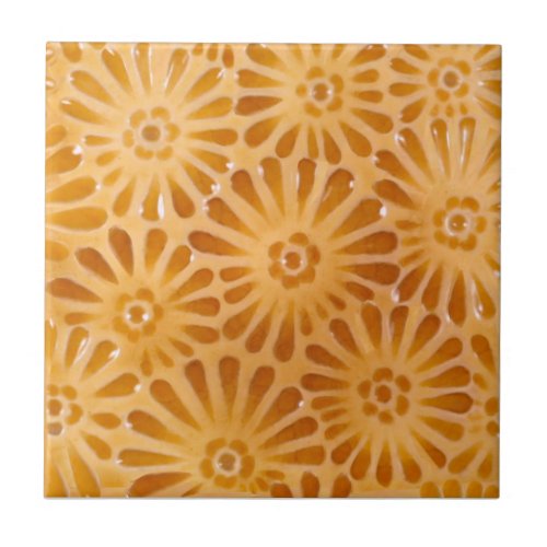 1880 JG Low Repeat Floral Design Repro Faux Relief Ceramic Tile