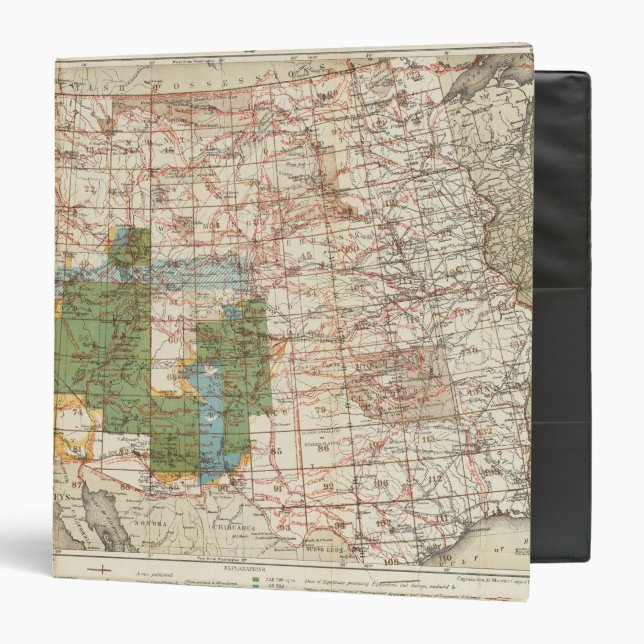 1880 Progress Map of The US Geographical Surveys 3 Ring Binder (Front/Inside)