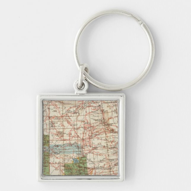 1880 Progress Map of The US Geographical Surveys Keychain (Front)