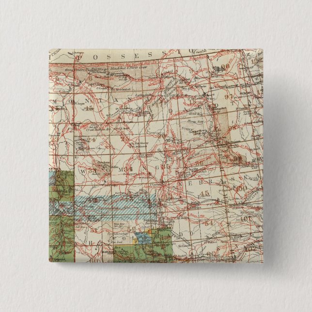 1880 Progress Map of The US Geographical Surveys Pinback Button (Front)