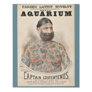 1880s Captain Costentenus tattooed man Faux Canvas Print