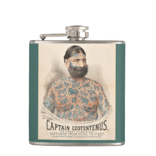 1880s Captain Costentenus tattooed man Flask