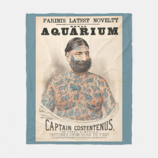 1880s Captain Costentenus tattooed man Fleece Blanket