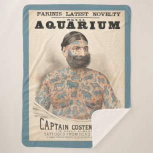1880s Captain Costentenus tattooed man Sherpa Blanket