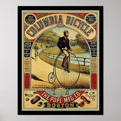 1880s Columbia Penny Farthing Bicycle Poster