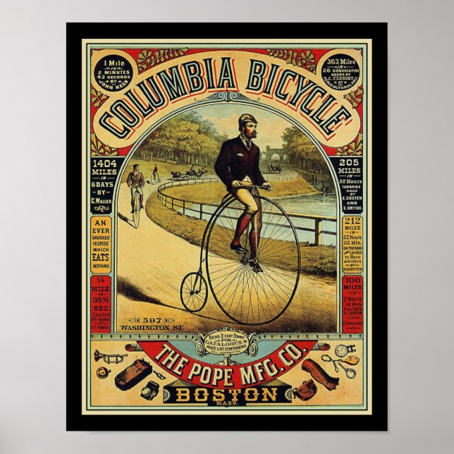 1880's Columbia Penny Farthing Bicycle Poster (Front)