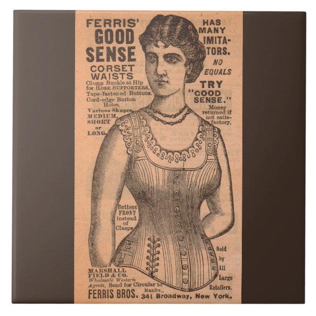 1880s Ferris Common Sense Corsets ad Ceramic Tile (Front)