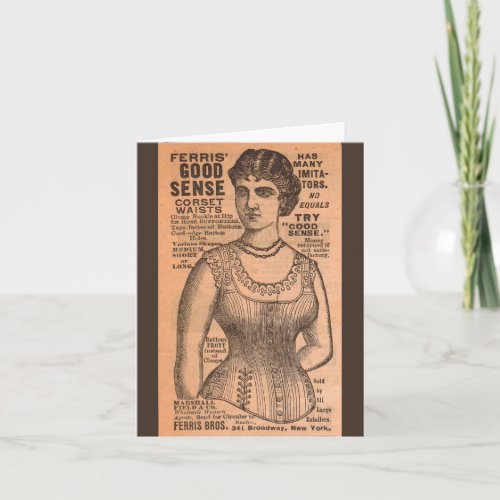 1880s Ferris Common Sense Corsets ad Note Card