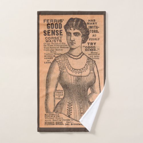 1880s Ferris Common Sense Corsets ad print Bath Towel Set