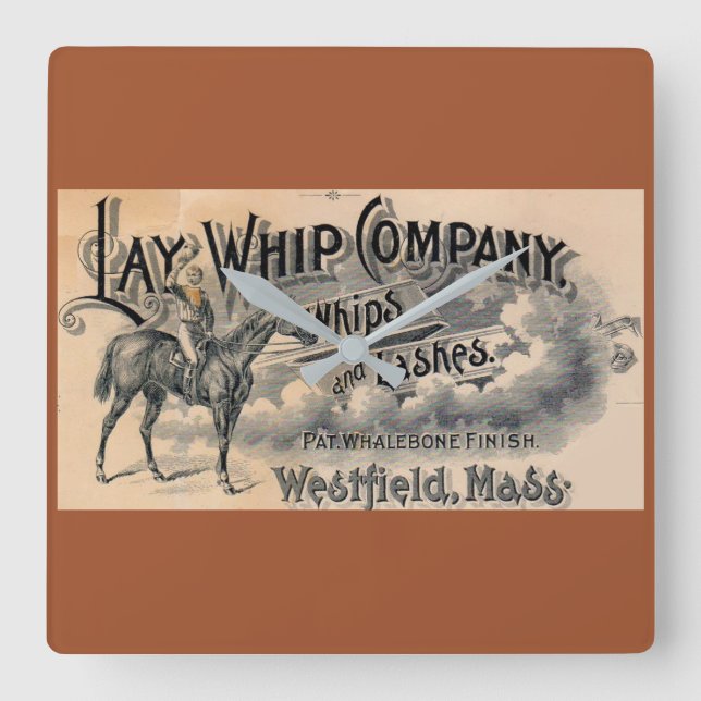 1880s Lay Whip Company billhead Square Wall Clock (Front)