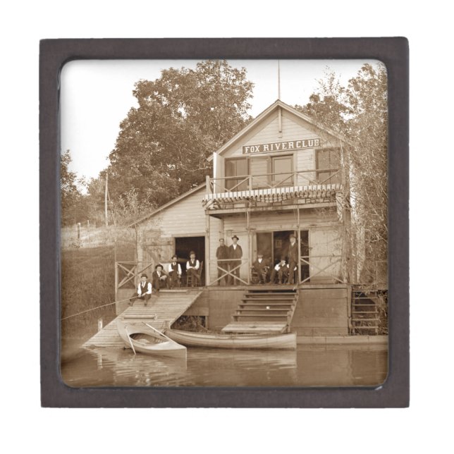 1880's Men Club Fox River Club Fishing Elgin Gift Box (Front)