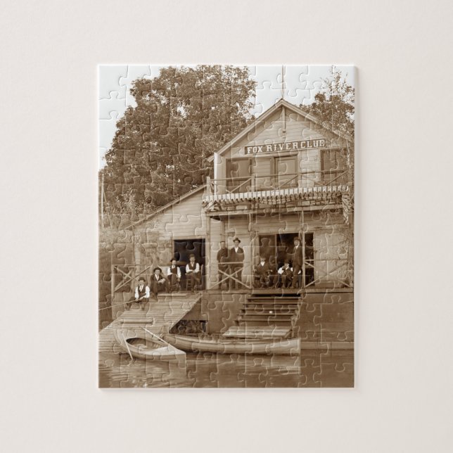 1880's Men Club Fox River Club Fishing Elgin Jigsaw Puzzle (Vertical)