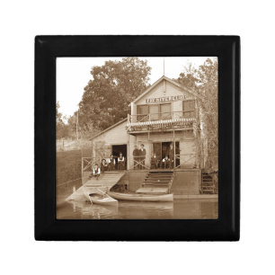 1880's Men Club Fox River Club Fishing Elgin Keepsake Box