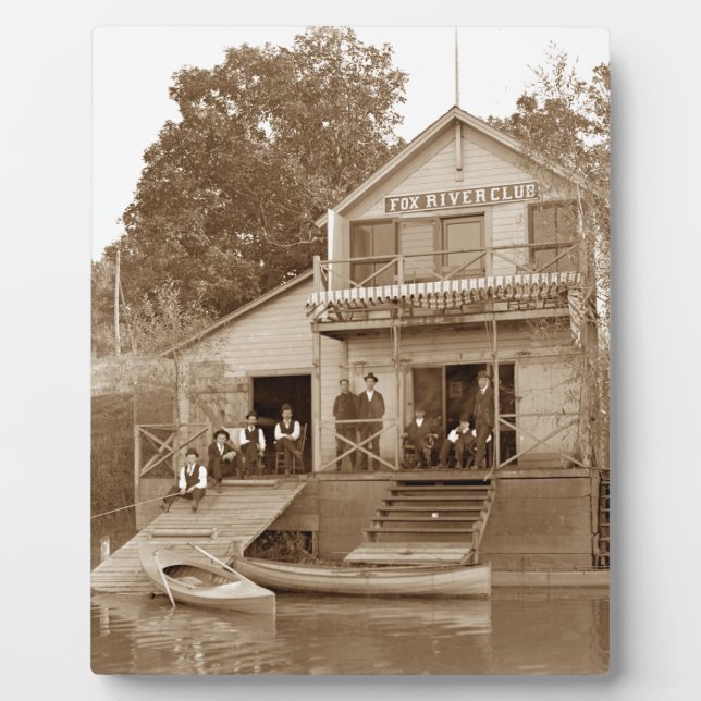 1880's Men Club Fox River Club Fishing Elgin Plaque (Front)