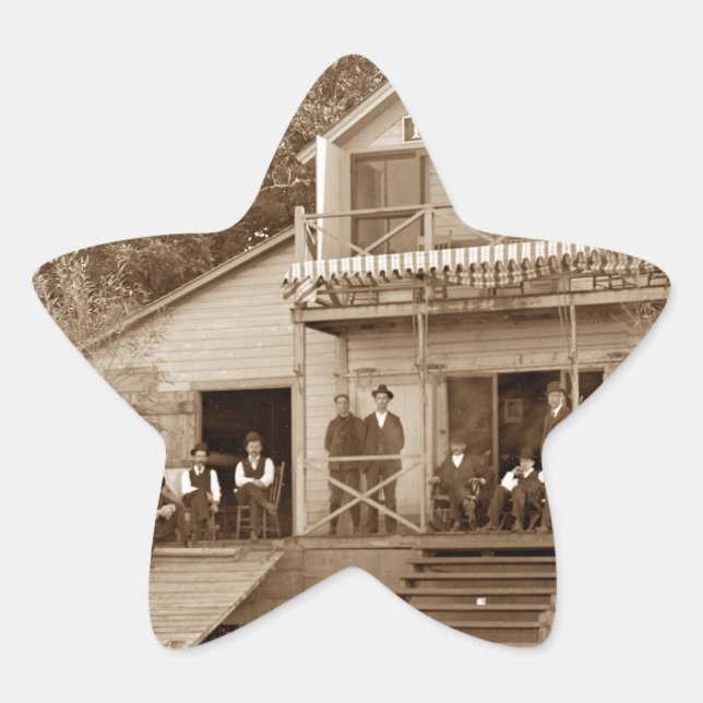 1880's Men Club Fox River Club Fishing Elgin Star Sticker (Front)