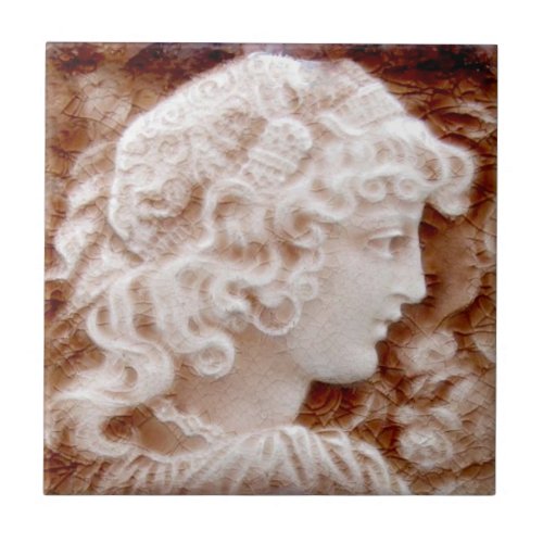 1880s Repro Providential Womans Portrait Ceramic Tile