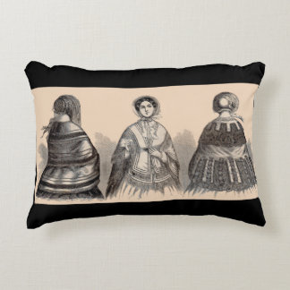 1880s Victorian shawls fashion print Accent Pillow