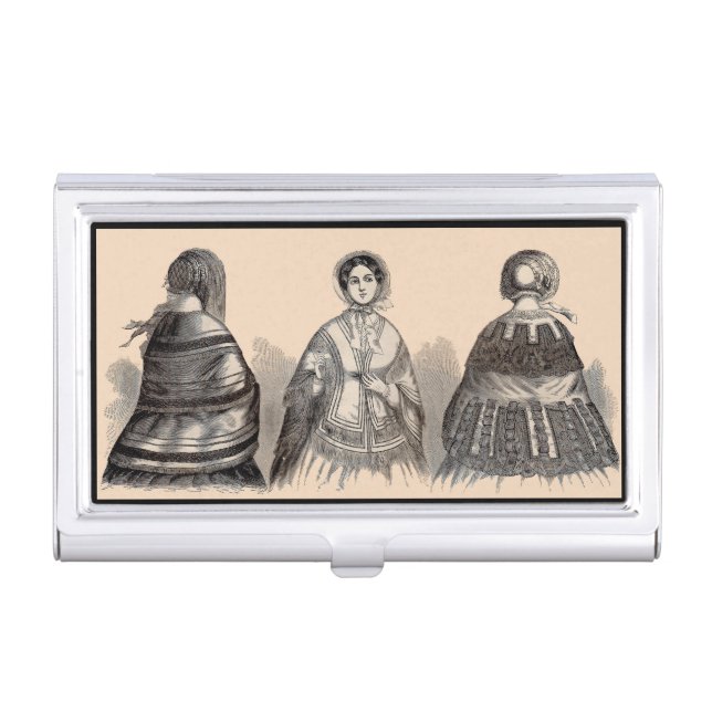1880s Victorian shawls fashion print Business Card Case (Front)